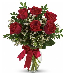 Cam vazo içerisinde 6 adet kırmızı gül  Ankara çiçek gönderme 