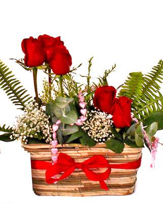  Ankara uluslararası çiçek gönderme  SEVDIM DIYENLERE Örme sepet 9 adet kirmizi gül
