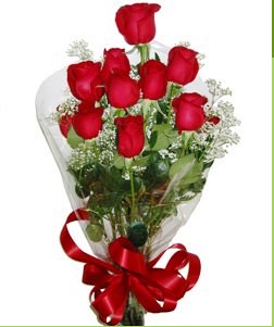  Ankara uluslararası çiçek gönderme  10 adet kırmızı gülden görsel buket