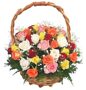  Ankara internetten çiçek siparişi  29 adet rengarenk gül sepeti tanzimi