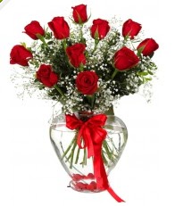 9 adet kırmızı gül cam kalpte  Ankara online çiçekçi , çiçek siparişi 