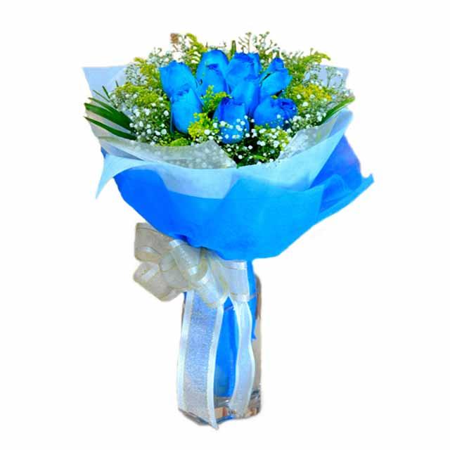7 adet mavi gül buketi  Ankara çiçek , çiçekçi , çiçekçilik 