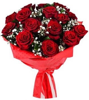 Kız isteme çiçeği buketi 17 adet kırmızı gül  Ankara çiçekçi telefonları 