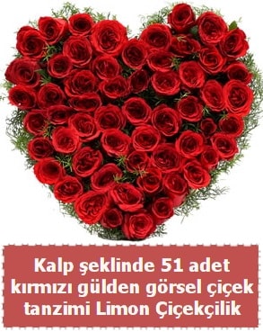 51 kırmızı gülden kalp şeklinde çiçek tanzim  Ankara çiçek satışı 