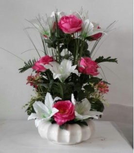 Porselen tabak yapay çiçek  Ankara çiçek yolla 