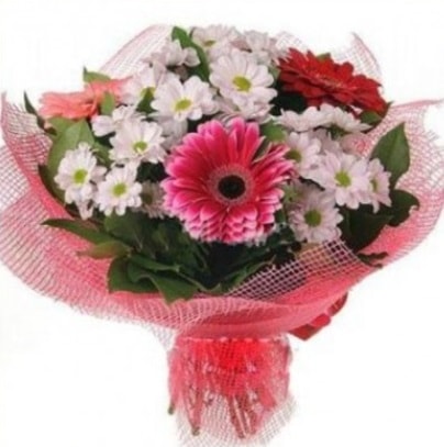Gerbera ve kır çiçekleri buketi  Ankara internetten çiçek siparişi 